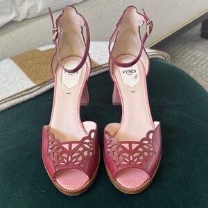 Fendi Red Open-Toe Heels